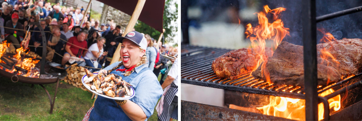 cooking with fire at food festival 